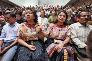 Two indigenous women sit at the trial of Efraín Ríos Monttt shown in 500 Years, Yates third film; photo credits: Daniel Herna?ndez-Salazar
